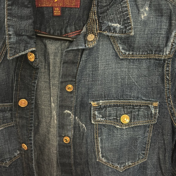 Seven for all mankind, dark wash, denim shirt xs - Picture 3 of 11